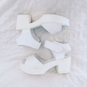 Chunky white platform heels