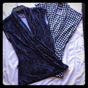 Lot of TWO Vince Camuto tops XS lace houndstooth