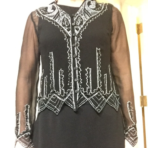 black silk beaded blouse size S  hardly worn