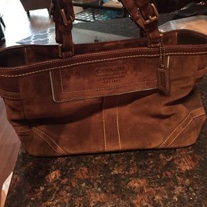 Coach brown suede medium shoulder bag