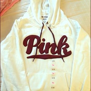Pink white pullover hoodie