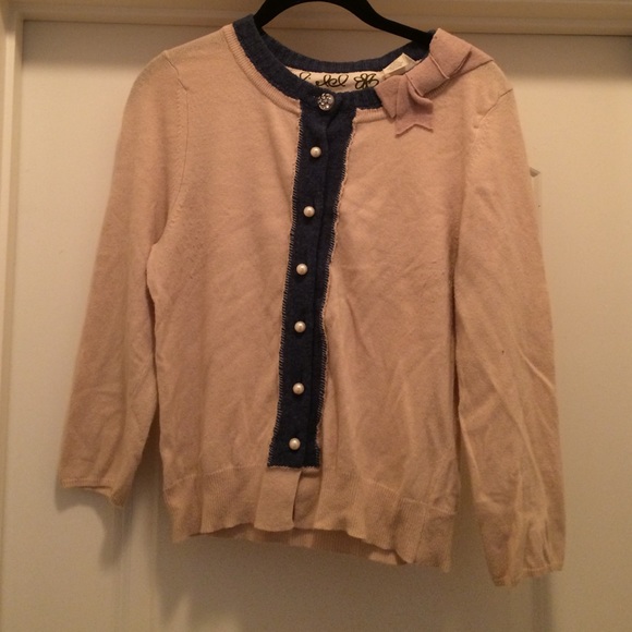 Pink cardigan with pearl buttons