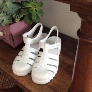American Apparel white jelly heels
