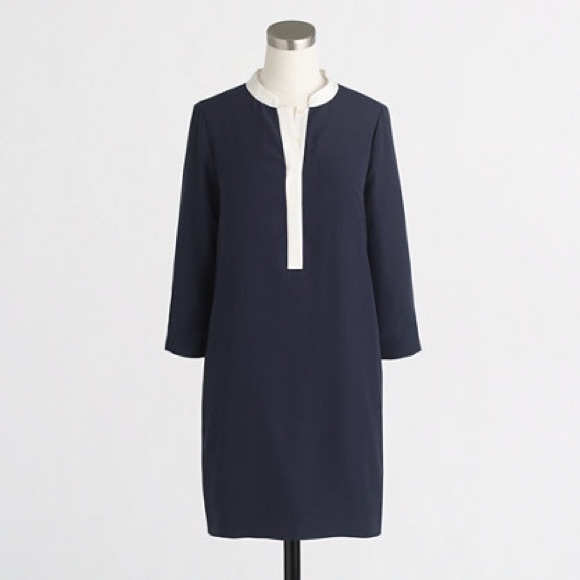 *SOLD* J. Crew Factory Tipped Shirtdress in Navy - Picture 1 of 3