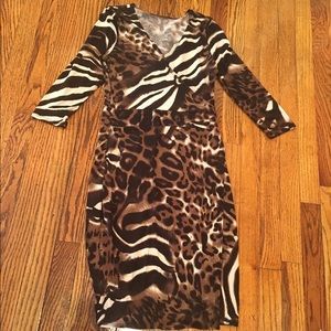 Animal print body con dress.