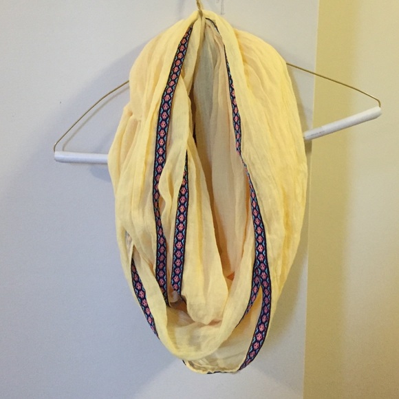 Ribbon trimmed infinity scarf