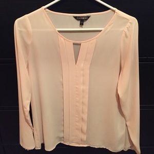 Blush pink long sleeve sheer top