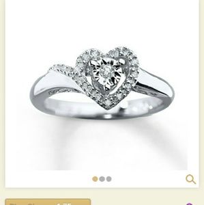 Heart Promise Ring 1/10 ct tw Diamonds Sterling Si