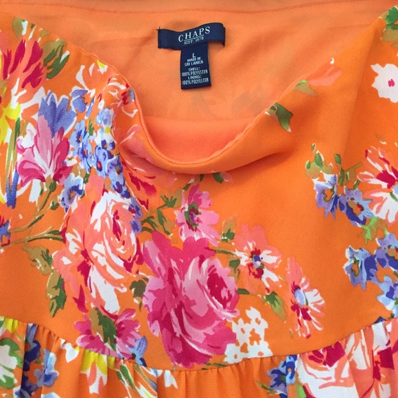 Long orange floral skirt