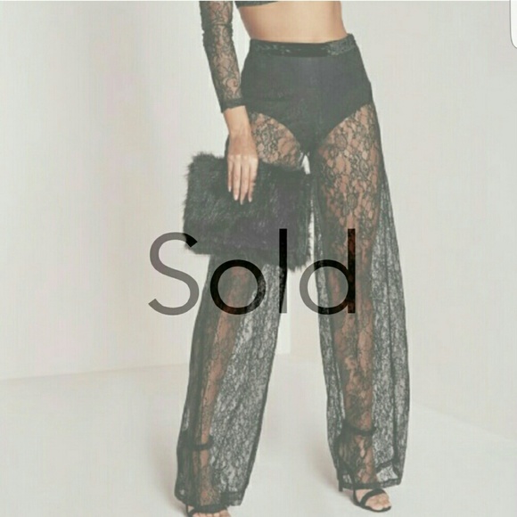 Sheer Lace Wide Leg Pants - Picture 1 of 2