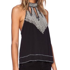 NBD Pearl Jam Top high neck tank with beads