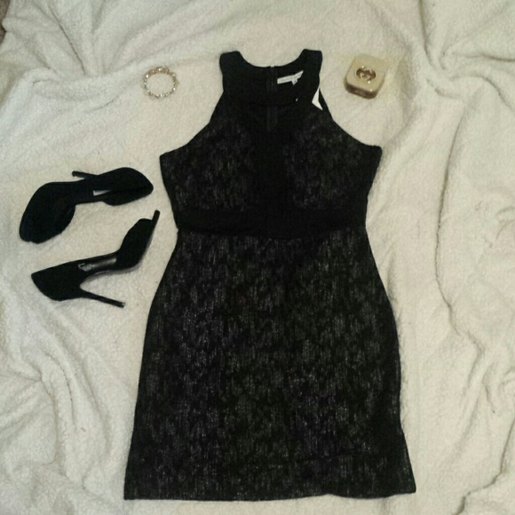 Keyhole Top Black Shimmer Dress