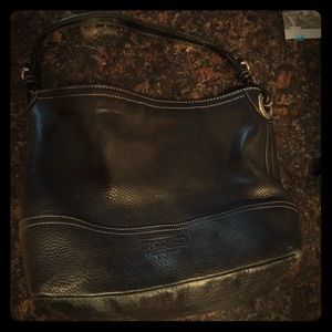 Coach black pebbled leather tote