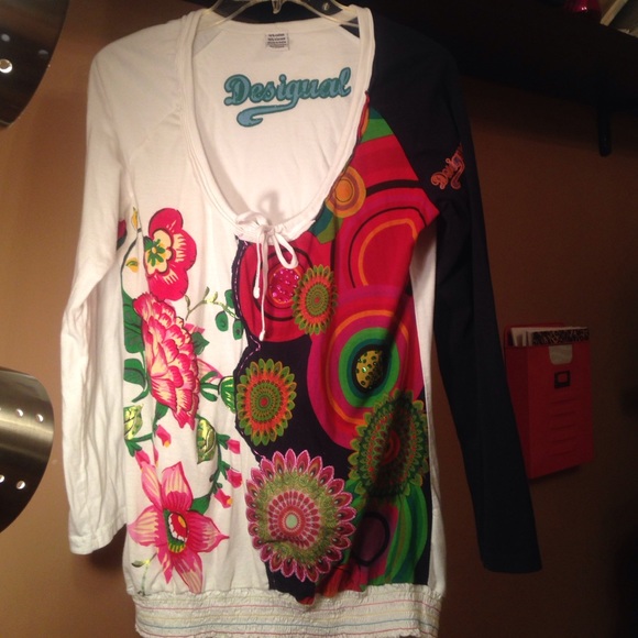 Desigual colorful cotton shirt with long sleeves
