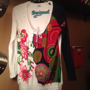 Desigual colorful cotton shirt with long sleeves