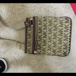 Brown and gold Michael Kors cross body bag