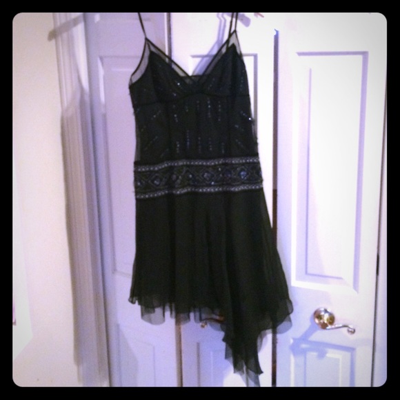 BCBGMAXAZARIA high low sequined embellished dress.