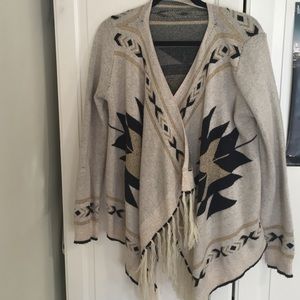 Tan aztec fringe sweater