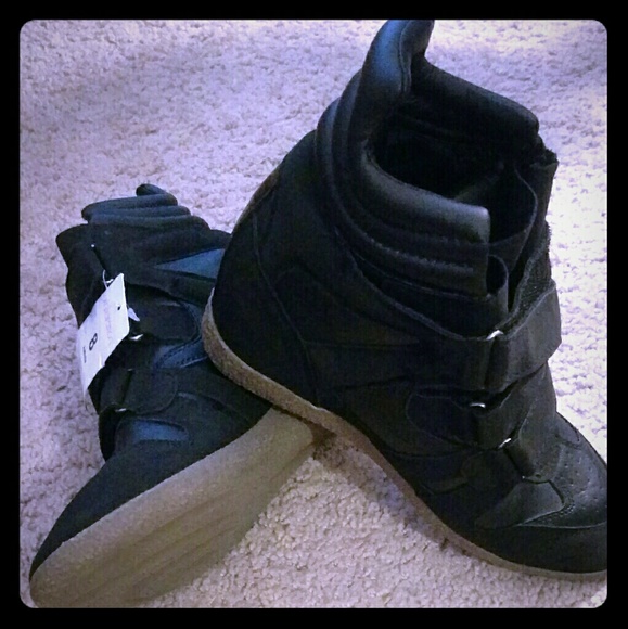 Black Wedge Sneakers