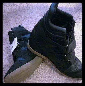 Black Wedge Sneakers