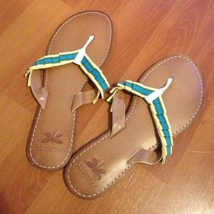 Talbots ruffled ribbon flip flop