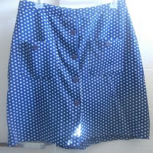 Vintage blue polka dot buttoned culotte shorts