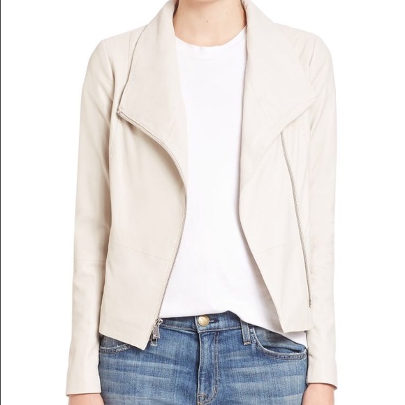 Vince leather scuba jacket in beige