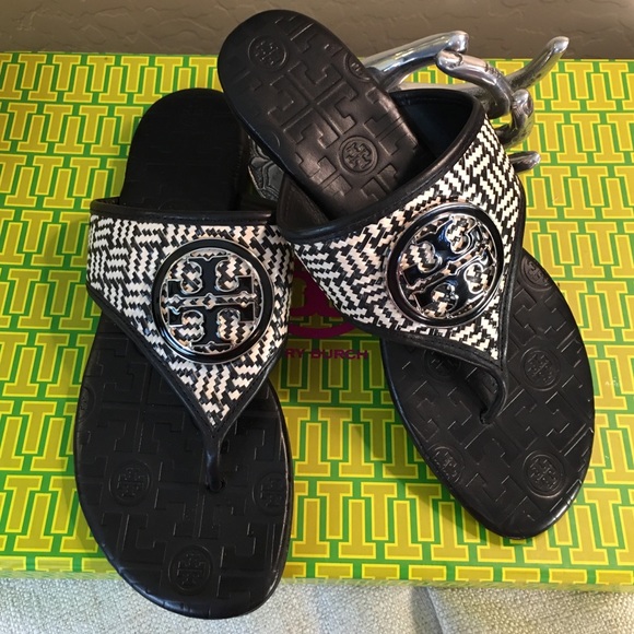 Tory Burch Shoes - Tory Burch Brand New Black & White Leather Sandals