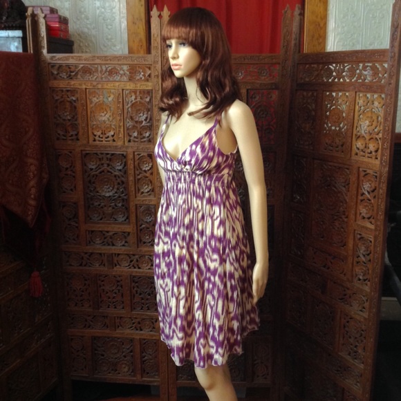 Derek Heart boho dress purple v-neck made in India - Picture 2 of 4