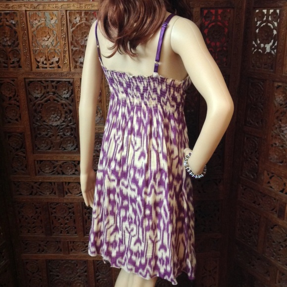 Derek Heart boho dress purple v-neck made in India - Picture 3 of 4