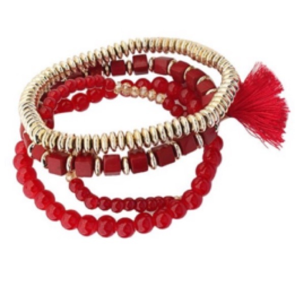 Jewelry - ❣SUNDAY SALE❣RED TASSEL BRACELET SET