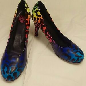 Rainbow cheetah print heels!