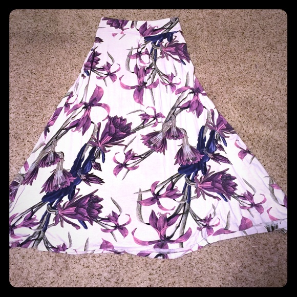 Purple floral maxi skirt