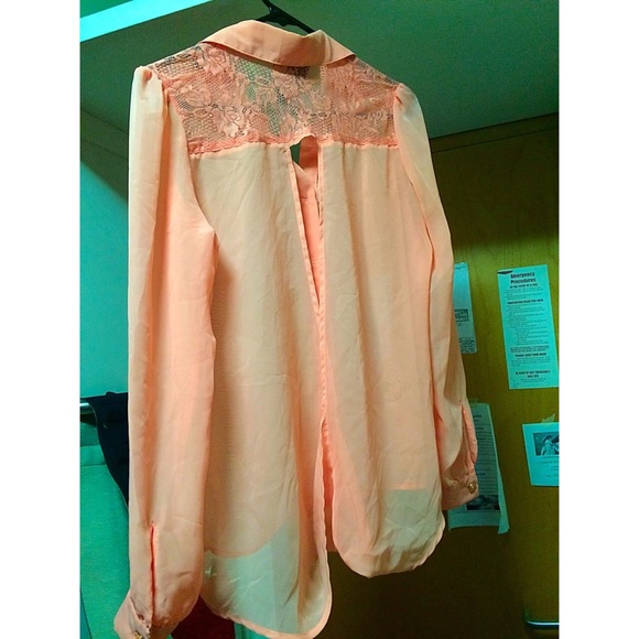 Dark peach hi-low chiffon shirt
