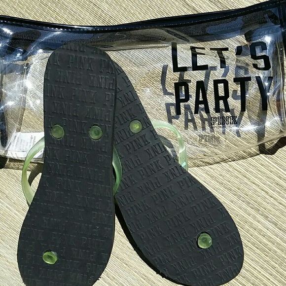 PINK Victoria's Secret Mint Flip Flops Size Large - Picture 4 of 4