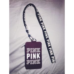 VS PINK lanyard and ID holder