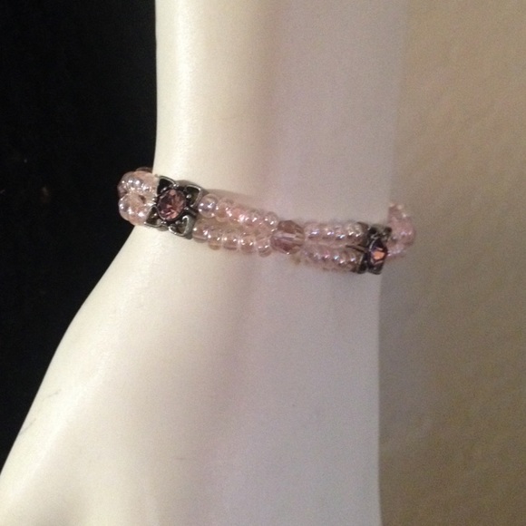 Pink & Silver Stretchy Bracelet