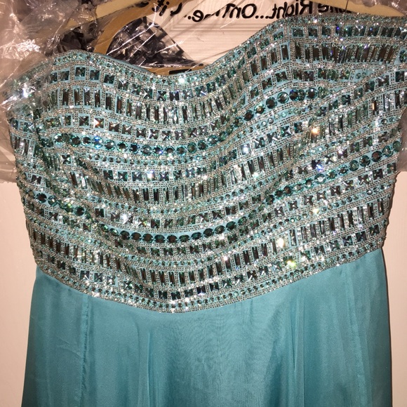 Long Sherri Hill Blue Dress - Picture 2 of 4