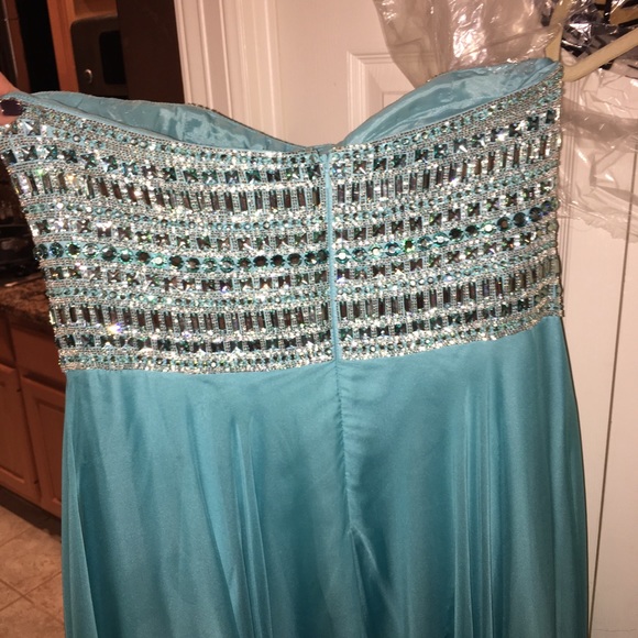 Long Sherri Hill Blue Dress - Picture 3 of 4