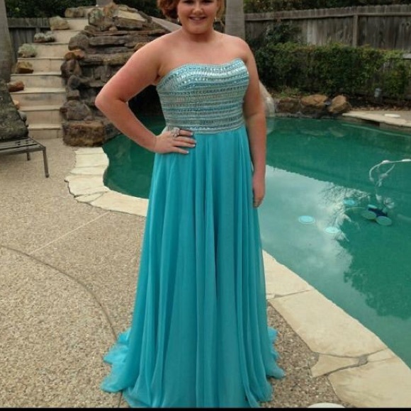 Long Sherri Hill Blue Dress - Picture 4 of 4