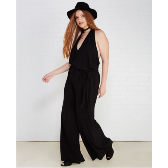 Wide Leg Plunge Jumpsuit