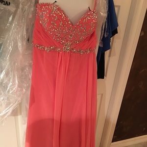 Long Coral Prom Dress.