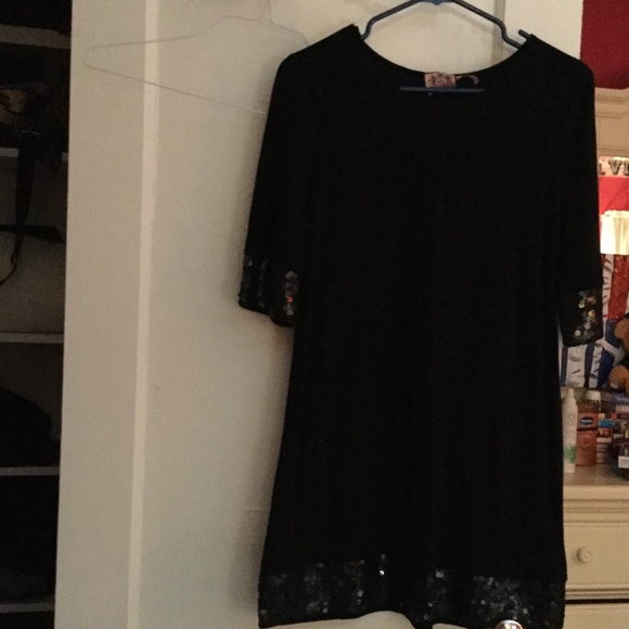Juicy Couture Black Shift Dress with Sequins