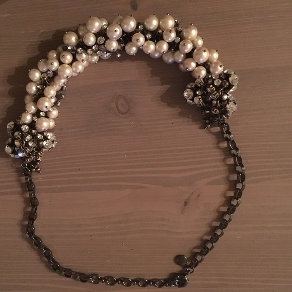 J Crew Rhinestone and Pearl Statement Necklace