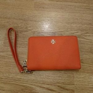 Tory Burch orange wristlet
