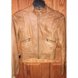 Guess camel leather jacket