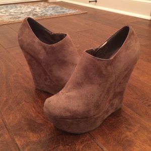 Suede wedge booties