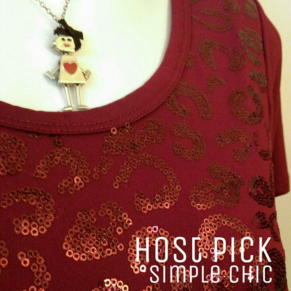 Burgundy Sequined Blouse