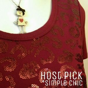 Burgundy Sequined Blouse