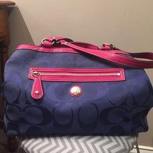Coach purse! Beautiful blue and pink! Used once